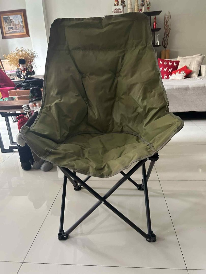 Foldable camping chair (olive green) Barely used (Category: Chairs) located in Paranaque City. Submitted by bayantrade (Listing ID 1408548289, Image 1). Description: Foldable camping chair (olive green) Barely used 550 Actual Photos Posted. Lalamove or Grab booking and service fees care of the buyer.