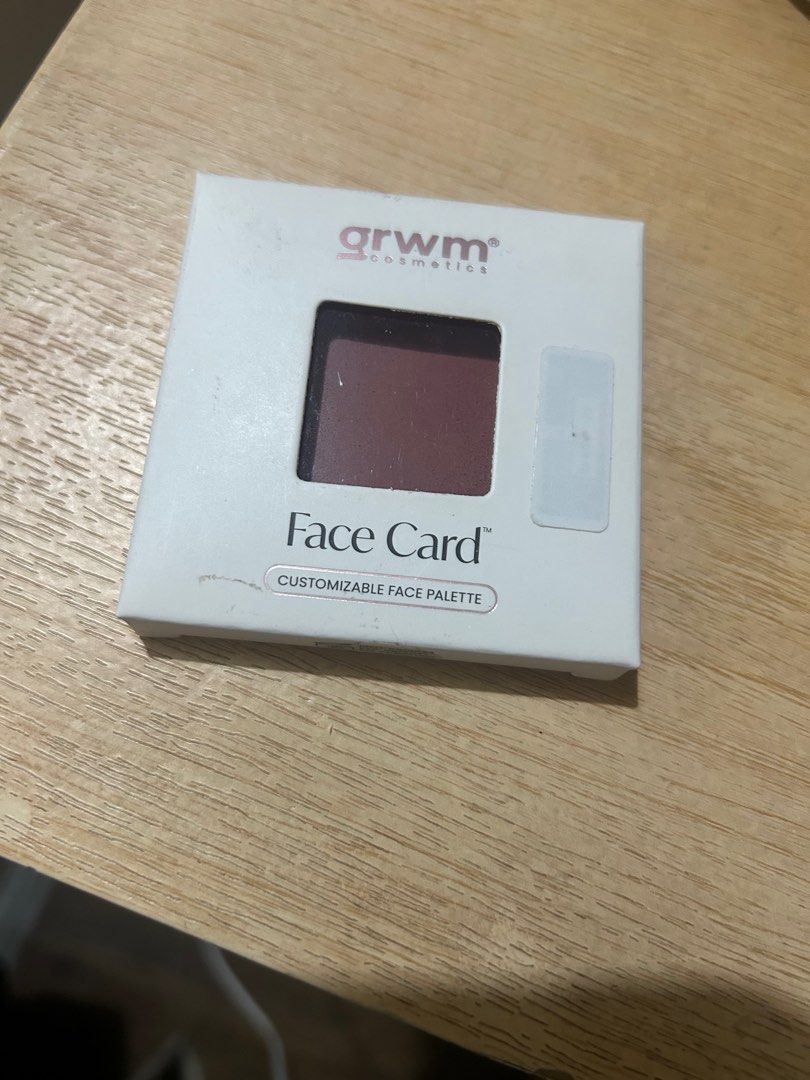 GRWM Cosmetics Face Card Customizable Face Palette (Category: Makeup) located in Quezon City. Submitted by madmaxe_ (Listing ID 1408633856, Image 1). Description: - GRWM Cosmetics Face Card Face Palette - Customizable palette - Includes satin cream blush - Animal-friendly & vegan - Instructions on the back - Price: ₱128.00 In the shade TAFFY For sale! Never used, never opened, never swatched. Brand new! Cream blush.