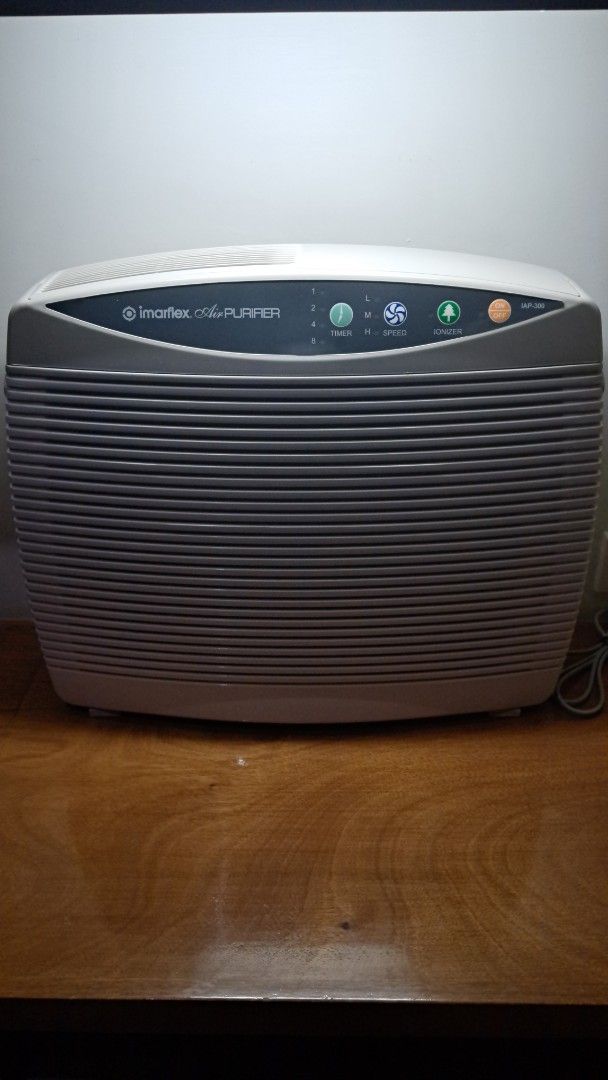 Imarflex IAP-300 Air Purifier (Category: Air Purifiers & Dehumidifiers) located in Manila. Submitted by cobydog (Listing ID 1408528004, Image 3). Description: Features a control panel with multiple settings. The unit has a gray body. The model name is printed on the front. No air filter included. Brand new unit sells for 6,080 while this item is for sale at 2000. *If to avail for a filter, costs commonly amount to 1,500; 2,000+1,500 = 3,500 (50% 