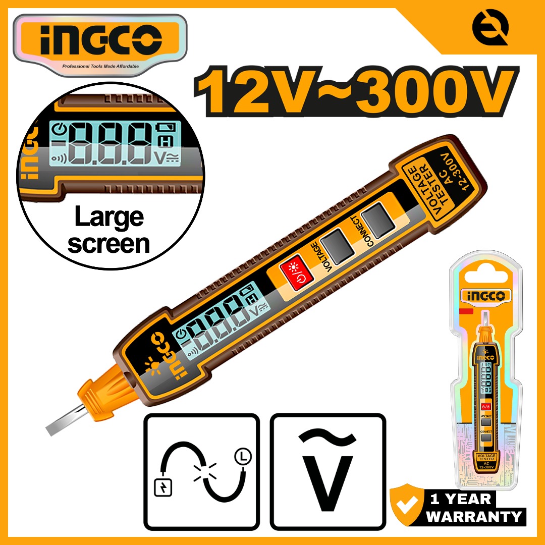 INGCO LCD DISPLAY DIGITAL TEST PEN | AC 12V - 300V | HSDT33001 ...