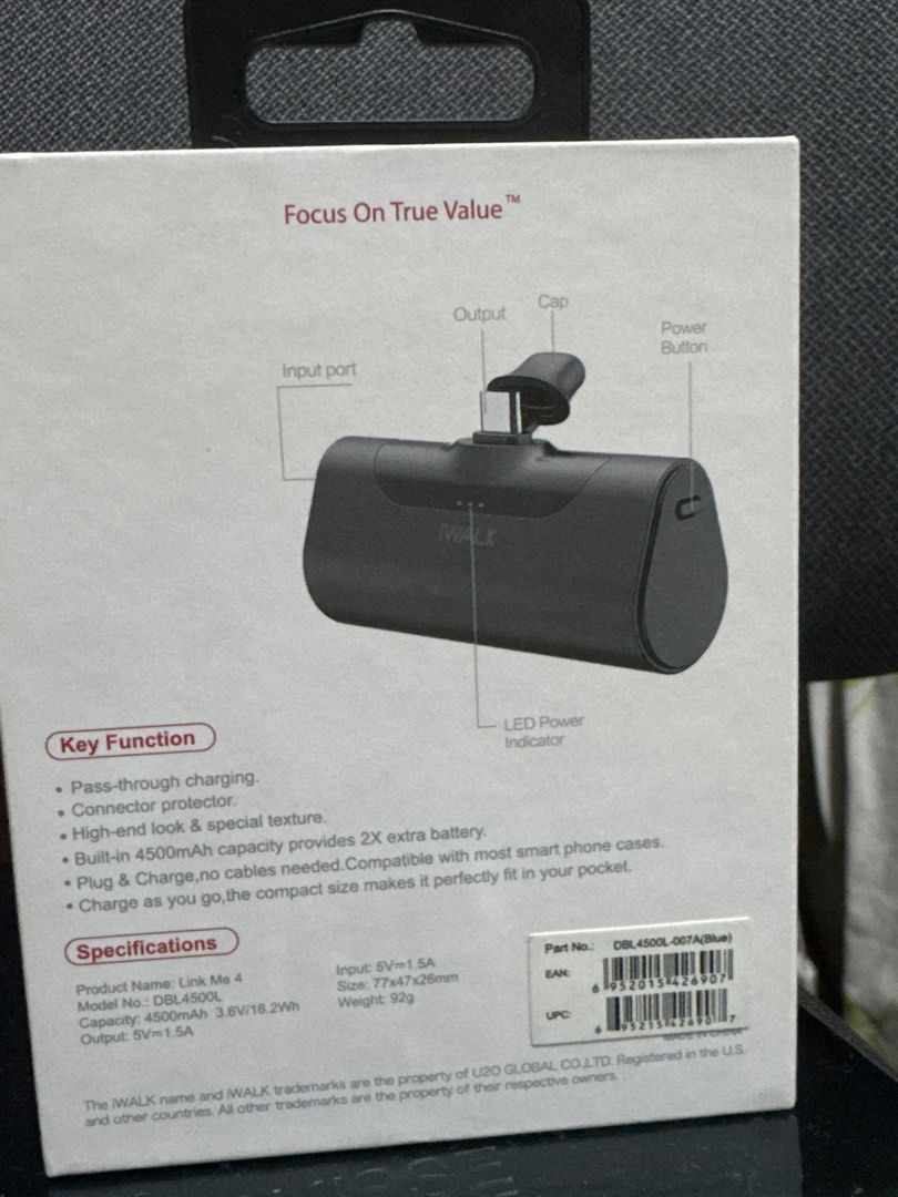 iWALK Pocket Battery Link Me 4 (Category: Batteries & Chargers) located in Pasay City. Submitted by mscaoo (Listing ID 1408586479, Image 3). Description: Hi! Im selling this brand new pocket battery Im not using and not yet open.