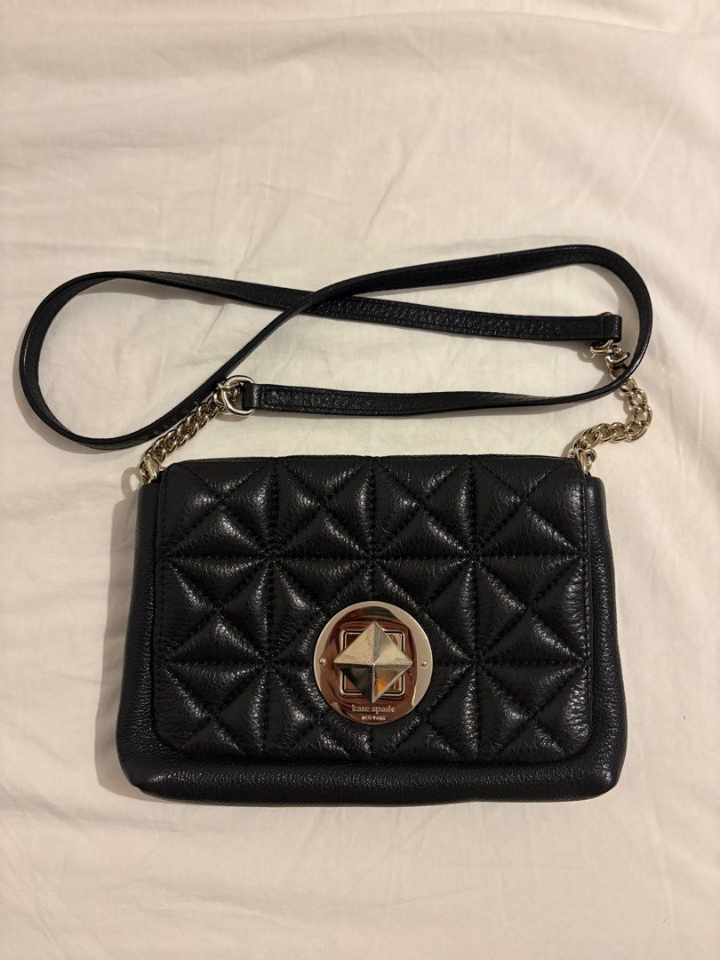 Kate Spade Black Crossbody Bag (Category: Luxury Bags & Wallets) located in Paranaque City. Submitted by izzysus (Listing ID 1408622757, Image 1). Description: - 9/10 condi. no leather peeling. just has faint scratches sa metal part as seen in the picture - 100% authentic - negotiable if sure buyer!! mop: gcash/paymaya.