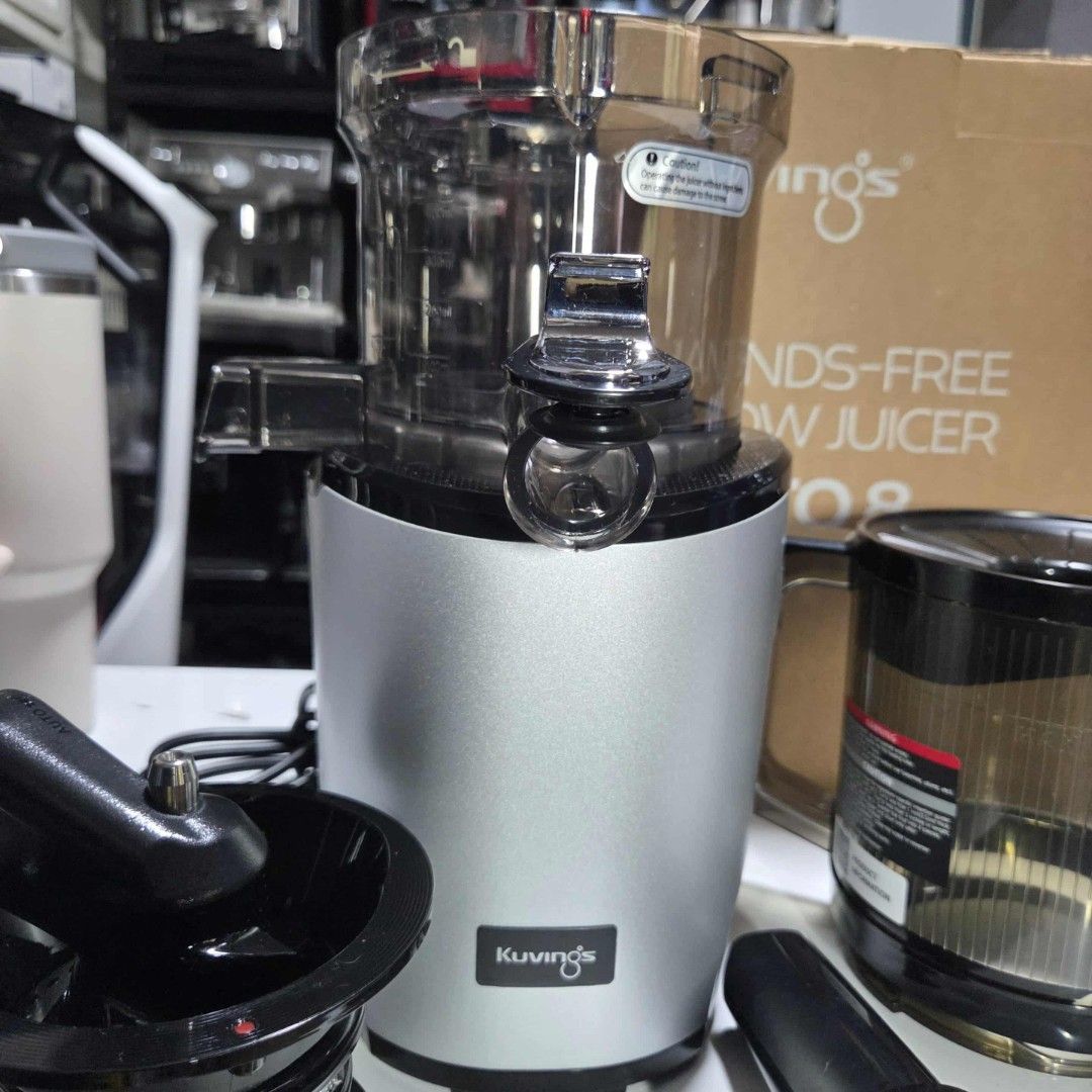 Kuvings Hands-Free Slow Juicer Auto 8 (Category: Juicers, Blenders & Grinders) located in Rizal. Submitted by lively2701 (Listing ID 1408602845, Image 1). Description: - Kuvings Hands-Free Slow Juicer Auto 8 - Includes: Juicer unit, juicing components, original box, manual, and cleaning brush - Hands-free operation - Complete set - Ready to use.