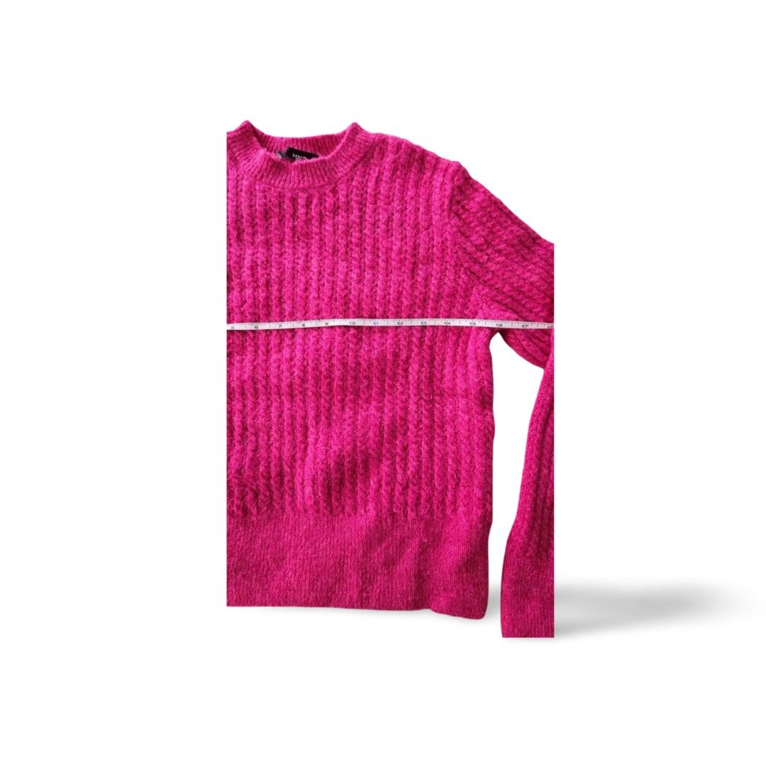 Mango Knitted Sweater (Category: Coats, Jackets and Outerwear) located in Paranaque City. Submitted by shopextraph (Listing ID 1408524735, Image 3). Description: Brand: Mango Size: Small Color: Fuchsia Knitted, stretchable. Lightly Used. Used with care..