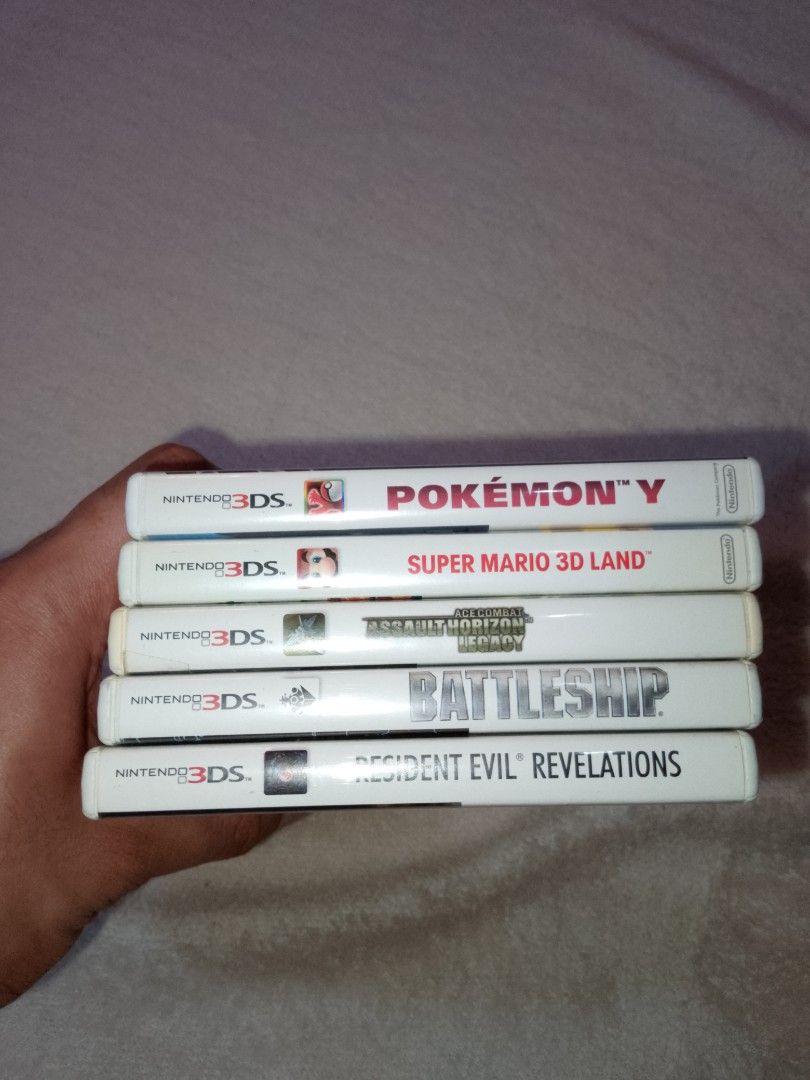 Nintendo 3DS Games for Sale (Category: Nintendo) located in Tarlac. Submitted by geegeegoods (Listing ID 1408512313, Image 1). Description: Nintendo 3DS Games CD/PS4 Hard Case For Sale (prices listed are for single game purchase only): Pokemon Y - (SOLD) Super Mario 3D Land - 700 Battleship - 300 Ace Combat (SOLD) Resident Evil Revelations (SOLD) 900 SHIPPED NA IF TAKE NYO ASPACK (LAST 2 GAMES) All games are tested, working and no issues.