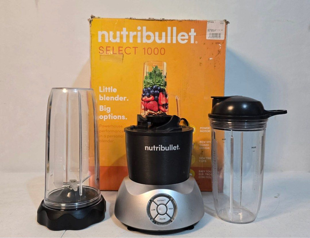 Nutribullet Select 1000 Blender (Category: Juicers, Blenders & Grinders) located in Taytay. Submitted by mikz_1303 (Listing ID 1408635366, Image 2). Description: Nutribullet Select 1000 Series Blender Australian mall pull out Used 220V 1000watts Box 2 bottle 1 blade 1 lid 5k.