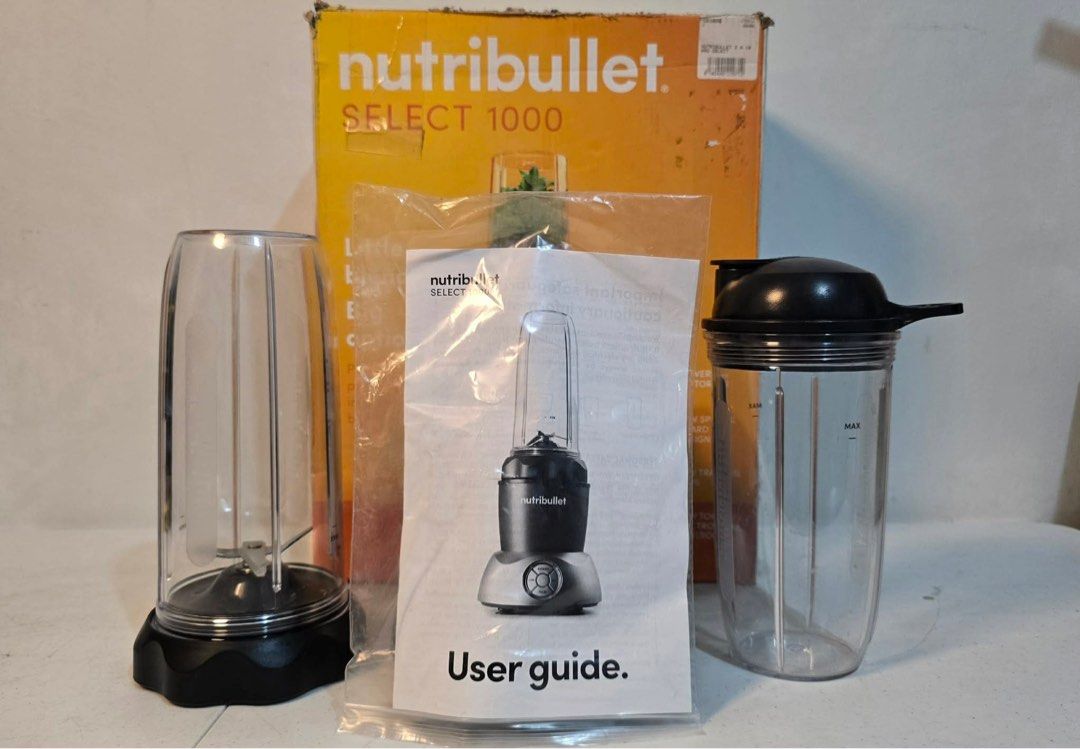 Nutribullet Select 1000 Blender (Category: Juicers, Blenders & Grinders) located in Taytay. Submitted by mikz_1303 (Listing ID 1408635366, Image 3). Description: Nutribullet Select 1000 Series Blender Australian mall pull out Used 220V 1000watts Box 2 bottle 1 blade 1 lid 5k.