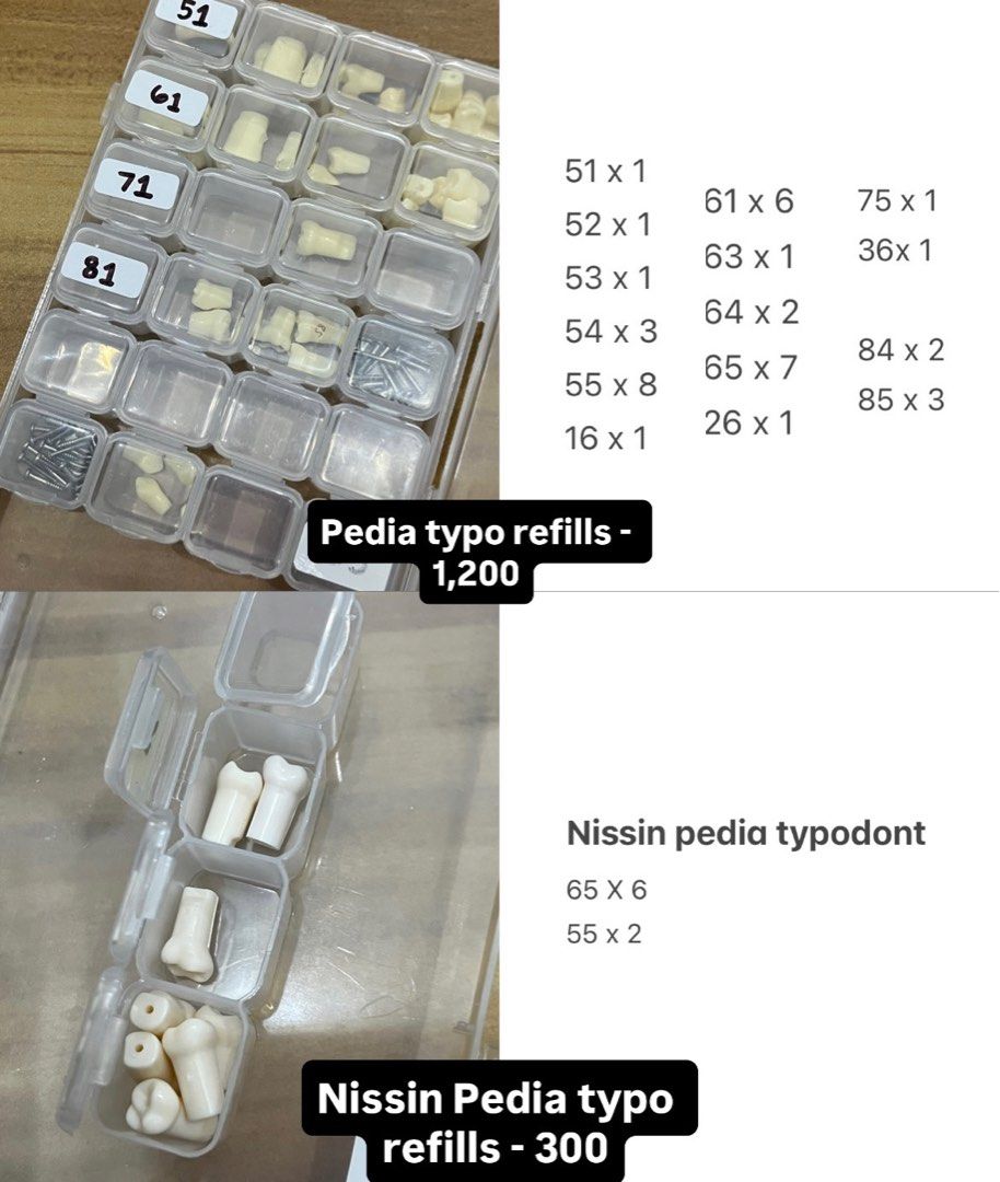 Pediatric typodont refills (dental materials) (Category: Medical Supplies & Tools) located in Manila. Submitted by latkanin (Listing ID 1408612701, Image 1). Description: .