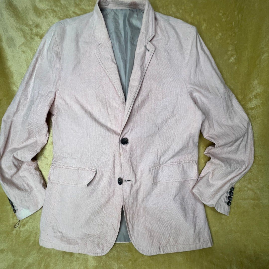 Pink Coat Jacket Blazer for Men (Category: Coats, Jackets and Outerwear) located in Baguio. Submitted by johnmaxshop (Listing ID 1408521888, Image 3). Description: Pink Coat Jacket Blazer for Men 400 from P650 Free shipping. 💰Discount if buying more items. Issue: last photo, hindi halata in day light at looking from a normal distance. 📐 Measurements in inches Armpit to armpit or width- 22 Shoulder to hem or length - 30 Sleeves - x Shoulders - x