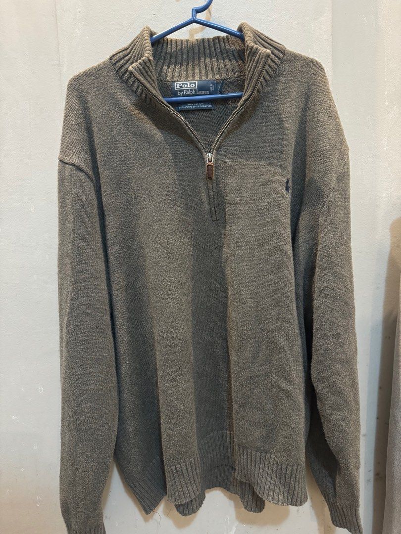 Polo by Ralph Lauren Grey Quarter-Zip Sweater (Category: Coats, Jackets and Outerwear) located in Quezon City. Submitted by rhaus (Listing ID 1408515921, Image 1). Description: Ribbed Collar and Knitted body W: 24.5 L: 26 Boxy Fit RFS: Clearing closet.
