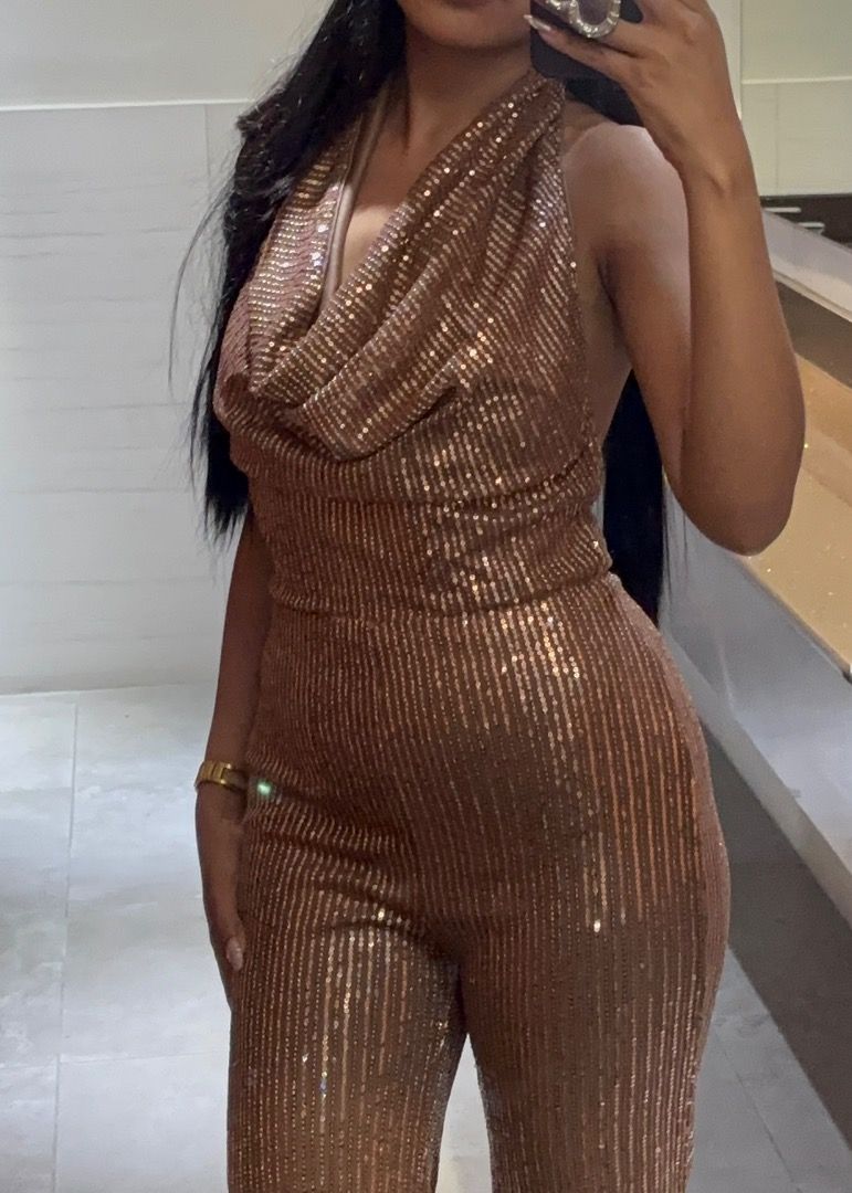 Sequin Jumpsuit / Glitter Party outfit (Category: Jumpsuits) located in Makati City. Submitted by irodri (Listing ID 1408520560, Image 3). Description: -used once for a themed party -bought it for 1k+ -halter backless -can fit xs-m .