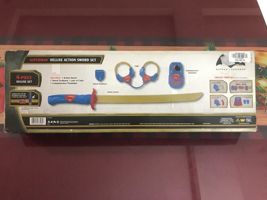 Superman Deluxe Sword Set (Category: Action & Battle Toys) located in Quezon City. Submitted by regiegeorg77224 (Listing ID 1408604542, Image 3). Description: Collectors Item (Discontinued Toy) Thinkway Toys From Batman vs Superman Movie QC area.