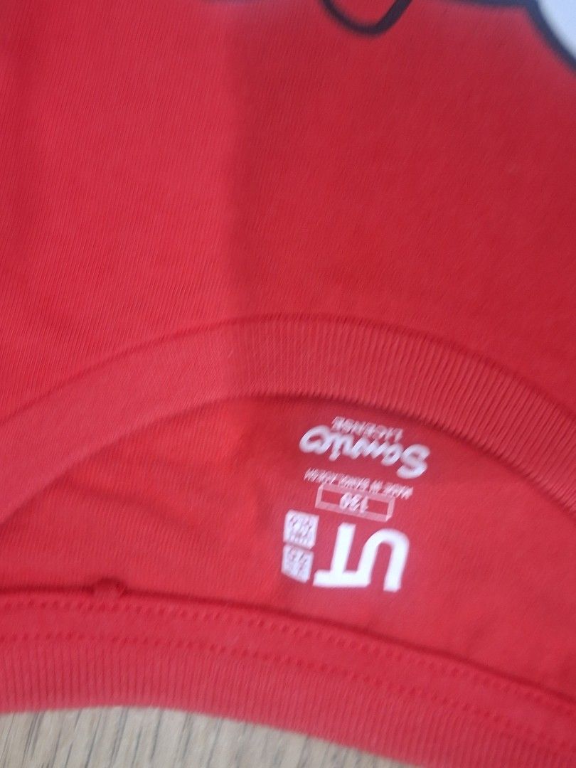 Uniqlo Hello Kitty Red T-shirt (Category: Shirts) located in Manila. Submitted by kitto222 (Listing ID 1408583729, Image 3). Description: - Uniqlo Kitty T-shirt - Red color - Features a Kitty graphic with " Kitty" script - Size: 130 - Crew neck and short sleeves - Made of soft material.