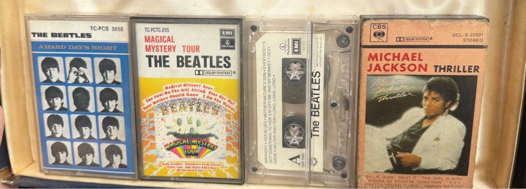 Various Music Cassette Tapes (the beatles, michael jackson) (Category: CDs & DVDs) located in Manila. Submitted by cheesetinefinds (Listing ID 1408650010, Image 1). Description: The beatles, Micheal Jackson 1,000 each Others 500.