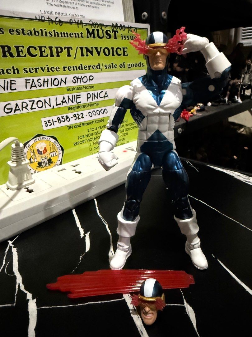 X factor Cyclops Blue and white (Category: Action & Battle Toys) located in Makati City. Submitted by lynrtw (Listing ID 1408584330, Image 1). Description: X-Factor Cyclops (Blue and White) Good condition. Good paint apps. Good articulation. Never played, only displayed for a short time and then stored in its plastic container. With alt head and optic blast..