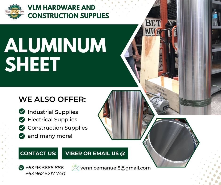 ALUMINUM SHEET (Category: Construction & Building Materials) located in Manila. Submitted by vlmhardwarevennice (Listing ID 1312160311, Image 1). Description: VLM Hardware and Construction Supplies Message and get a quote now! 📍 City of Imus, Cavite Satellite office at manila.