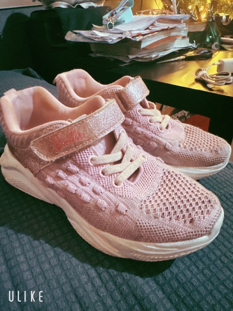 Barbie sneaker kids (Category: Babies & Kids Fashion) located in Paranaque City. Submitted by ledzai (Listing ID 1408778973, Image 3). Description: -Barbie rubber shoes - Pink Alita sneakers - White soles - Size 1 -21cm inside shoes - Hook-and-loop strap and laces - Glitter accents on strap and ankle - I bought it in SM Store 1200 -sale in 350.