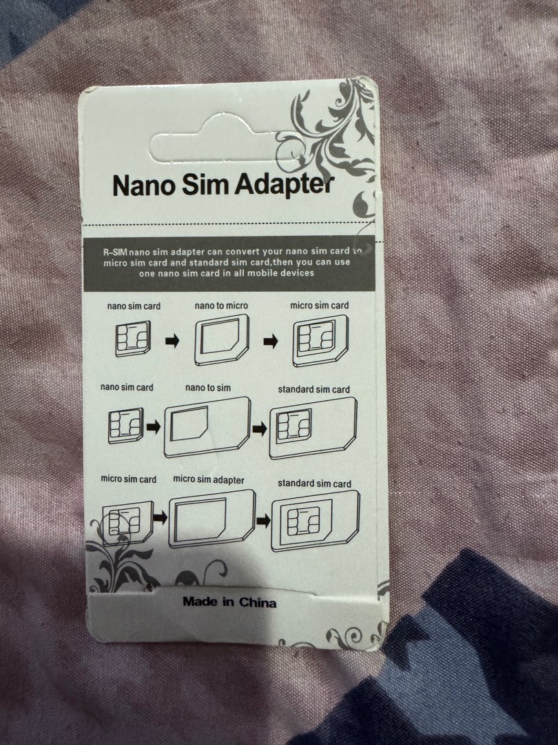 Baseus SIM Adapter (Category: Other Gadgets) located in Kuala Lumpur. Submitted by 911112 (Listing ID 1408770502, Image 2). Description: - Converts nano SIM to micro and standard SIM sizes. - Compatible with all mobile devices. - Includes adapters for nano to micro, nano to standard, and micro to standard SIM cards. - Comes with a SIM card ejector tool. - Made in China..