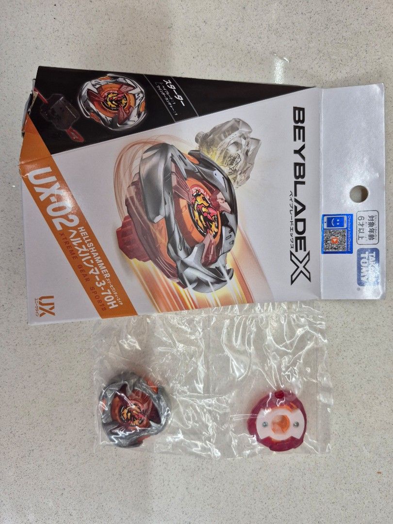 Beyblade X UX-02 Hell Hammer 3-70H (Category: Action & Battle Toys) located in Pasig City. Submitted by btw_stuff777 (Listing ID 1408831181, Image 1). Description: Beyblade X Ux 02 No Bit. rachet, blade and launcher only!!!.