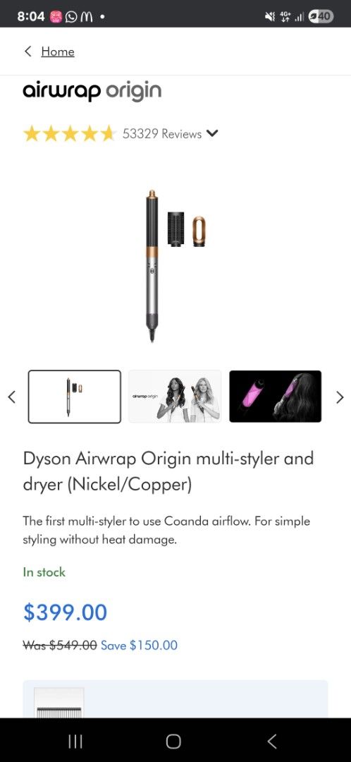 Dyson Airwrap Origin Multi-Styler (Nickel/Copper), Beauty & Personal ...