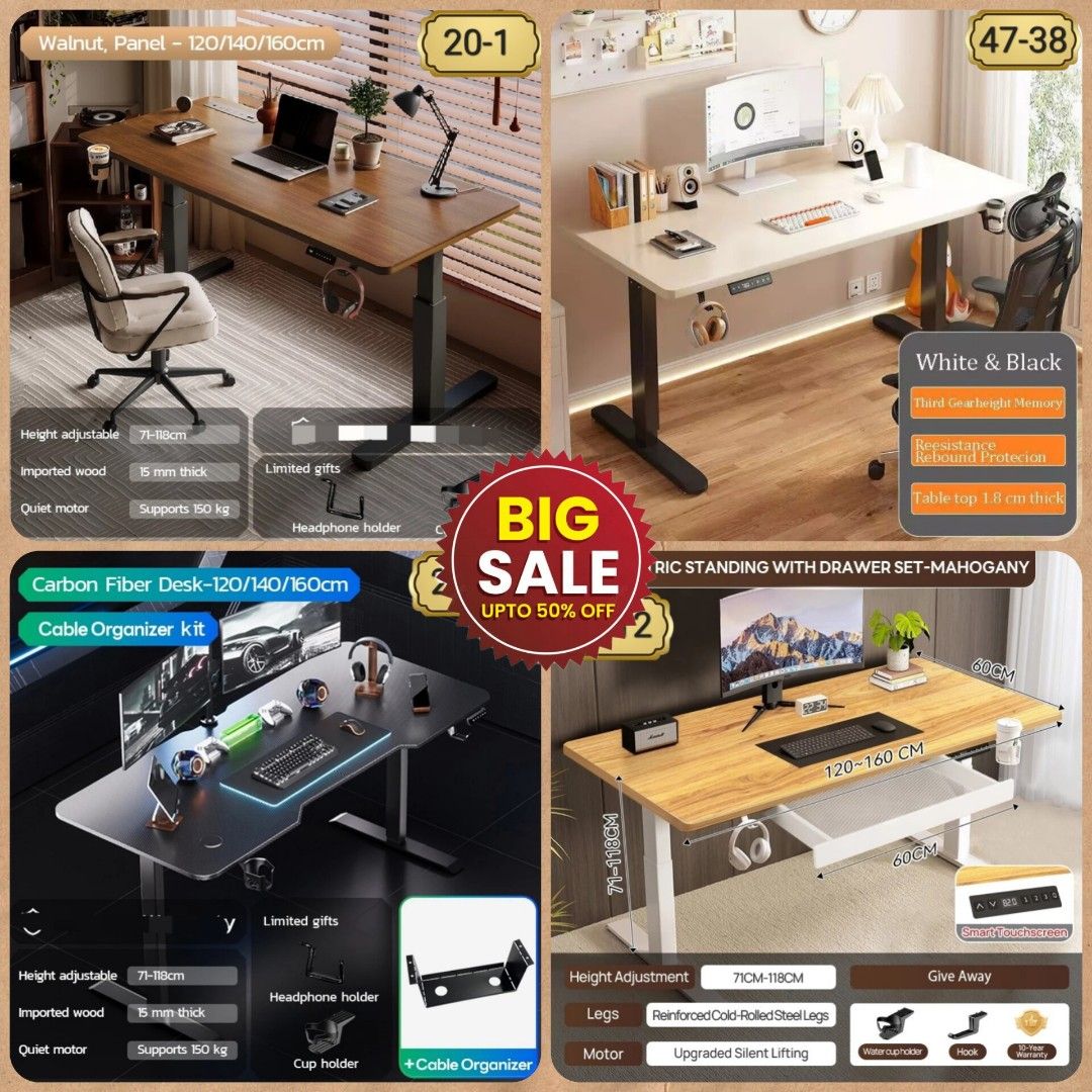 Computer Table Height Meter Electric Study Desk | Computer Table | Height Adjustable Workstation ...