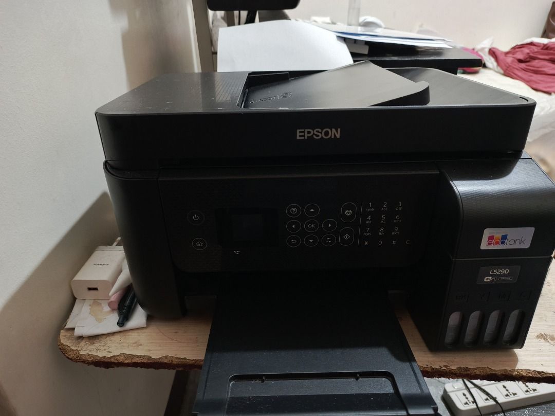 Epson L5290 Printer (Category: Printers, Scanners & Copiers) located in Valenzuela. Submitted by marissaosorio31 (Listing ID 1408707595, Image 1). Description: Epson L5290 6 months slightly used printer, scan, photocopy.