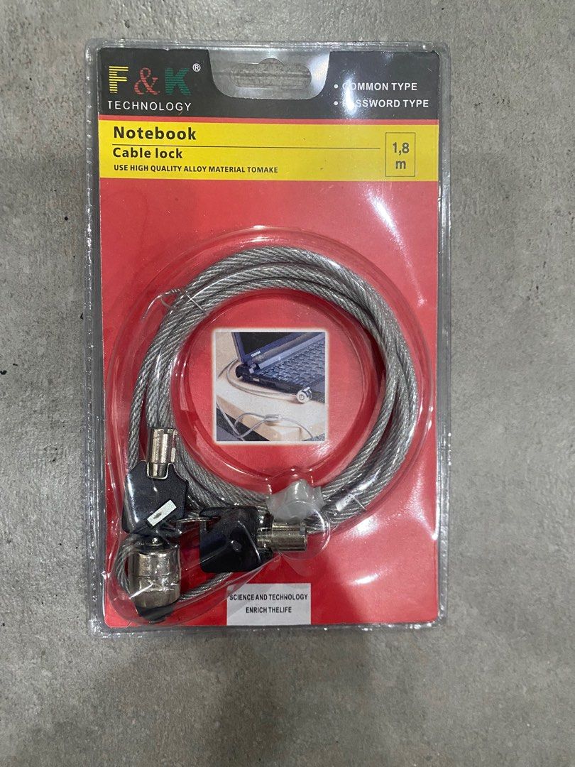 F&K Technology Notebook Cable Lock 1.8m (Category: Cables & Adaptors) located in San Juan City. Submitted by eljivie (Listing ID 1408876144, Image 1). Description: .