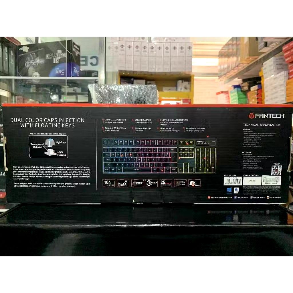 Gaming Keyboard (Category: Computer Keyboard) located in Manila. Submitted by nittygritty2 (Listing ID 1408873628, Image 3). Description: Fantech K613L Fighter II full-size gaming keyboard with 104 keys. Features backlight floating keys and multimedia functions. Includes a nylon copper cable. The keyboard has a USB interface and supports Windows XP/7/8/10 and MAC OS. Comes with the original box. -No issue -Last price.