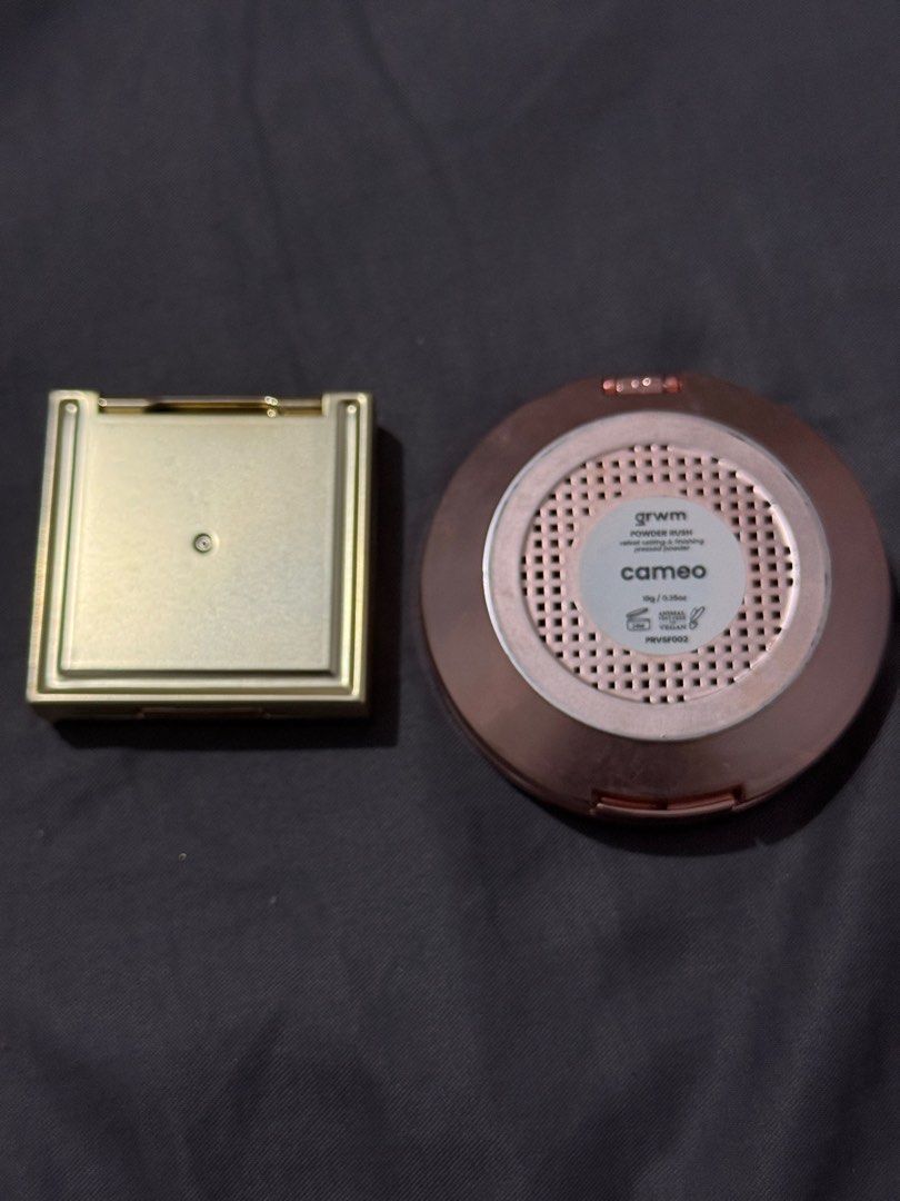 GRWM (Category: Makeup) located in Quezon City. Submitted by krisaaaaaaa (Listing ID 1408853024, Image 3). Description: GRWM velvet setting & finishing pressed powder in Cameo shade GRWM palette unused Payment first before shipping an item Payment thru BDO or GCASH.