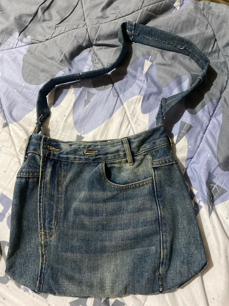 Handmade reworked jeans bag | upcycled denim bag | patchwork | thrift ...