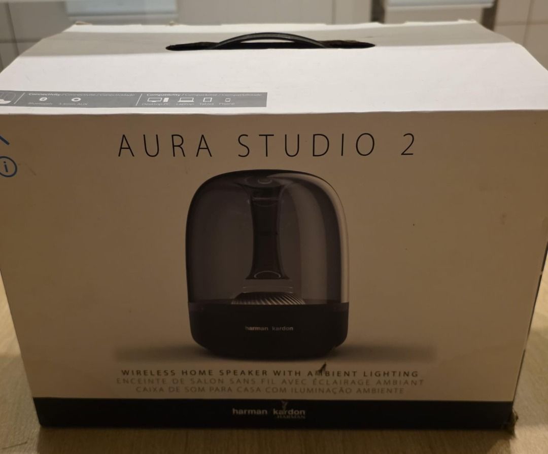 Harman Kardon Aura Studio 2 Wireless Speaker (Category: Soundbars, Speakers & Amplifiers) located in Quezon City. Submitted by clezzyy (Listing ID 1408698743, Image 1). Description: - Harman Kardon Aura Studio 2 - Wireless home speaker - Ambient lighting - Iconic design - Immersive sound - Designed for home use.