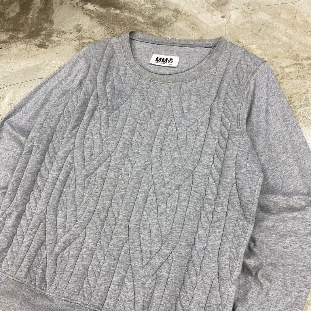 MM6 Maison Margiela Cable Knit Sweater (Category: Coats, Jackets and Outerwear) located in Baguio. Submitted by lordeidara (Listing ID 1408837141, Image 2). Description: MM6 Maison Margiela Cable Knit Sweater Size tagged: Issue: None Condition: Excellent Color: Gray Material: Cotton Made: Turkey Width:20 Length:24.5 Shoulder:16 Sleeves:23.5 -$120/ 4,500 Read the description and check all photos carefully before buying strictly no cancellations an