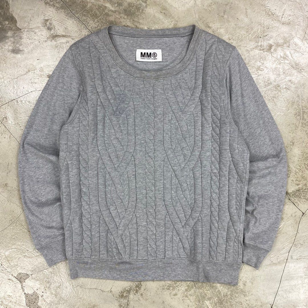 MM6 Maison Margiela Cable Knit Sweater (Category: Coats, Jackets and Outerwear) located in Baguio. Submitted by lordeidara (Listing ID 1408837141, Image 1). Description: MM6 Maison Margiela Cable Knit Sweater Size tagged: Issue: None Condition: Excellent Color: Gray Material: Cotton Made: Turkey Width:20 Length:24.5 Shoulder:16 Sleeves:23.5 -$120/ 4,500 Read the description and check all photos carefully before buying strictly no cancellations an