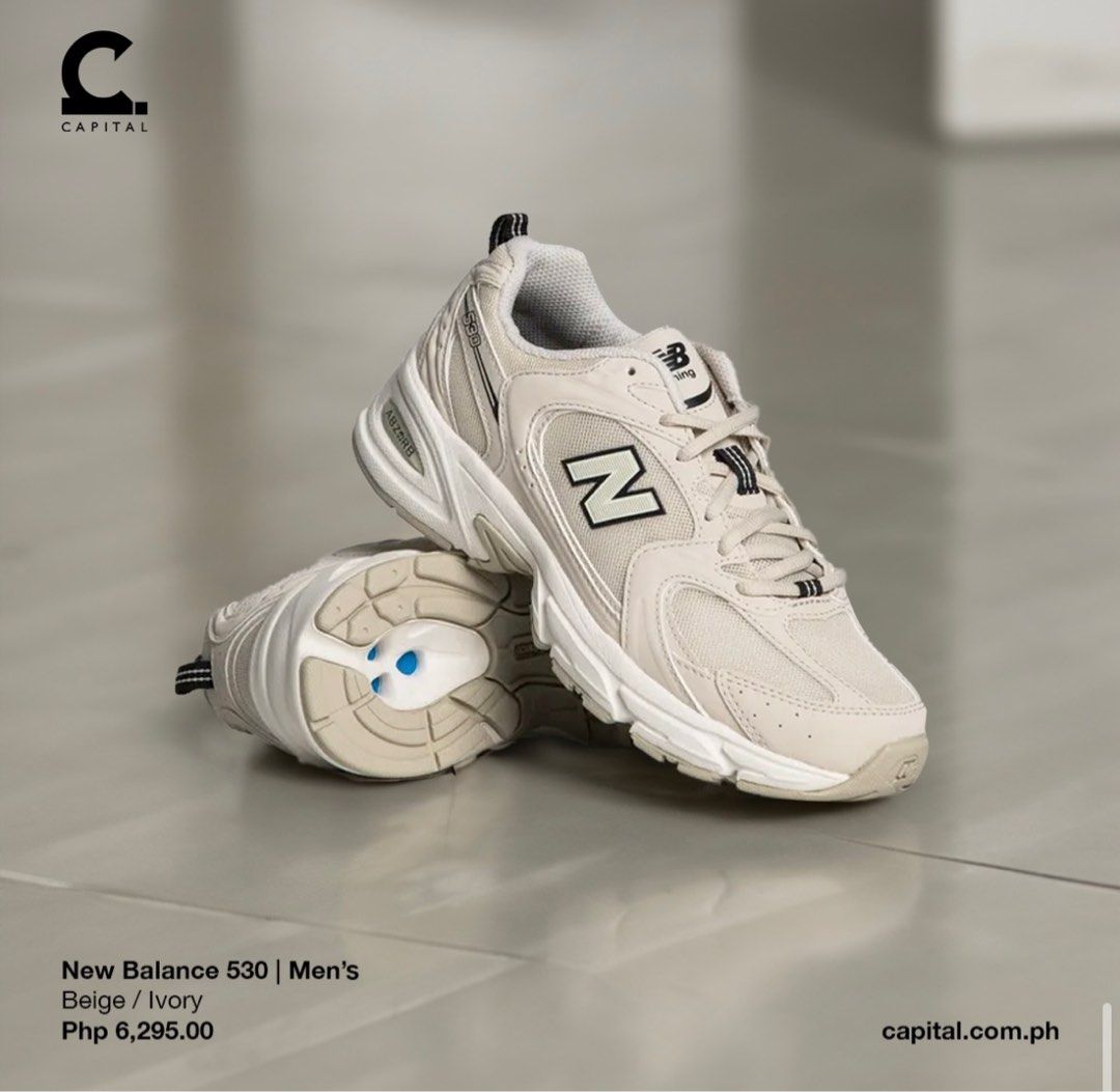 New Balance 530 shoes (Category: Sneakers) located in Quezon City. Submitted by mdlrrr (Listing ID 1408844910, Image 1). Description: Bought from Capital for PHP 6295 ! Female-owned, very well-kept + I always wipe it clean after every use. Men’s size: US 6 | UK 5 .5 | EU 38.5 * For reference, I’m usually a 7.5-8 for Women’s Rfs: I have other shoes in the same shade.