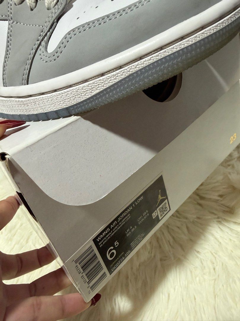 Nike Air Jordan 1 Low - Grey/White (Category: Sneakers) located in Paranaque City. Submitted by skiyey (Listing ID 1408749529, Image 3). Description: - Air Jordan 1 Low - Color: Grey and White - Size: US 6.5 - Includes original box and receipt -orig price: 6,195 -once used.