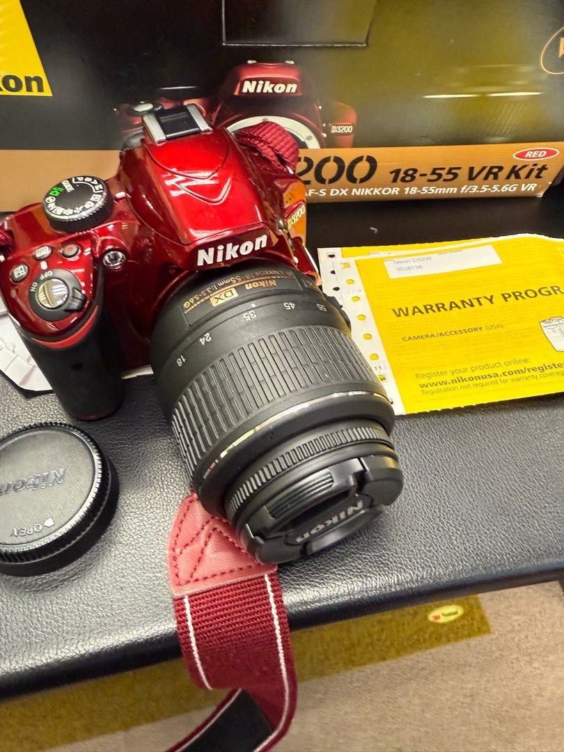 Nikon D3200 18-55 VR Kit Red, 攝影器材, 相機- Carousell