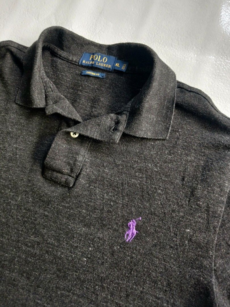 Polo Ralph Lauren purple pony (Category: Tshirts & Polo Shirts ) located in Leyte. Submitted by said0911 (Listing ID 1408798836, Image 2). Description: Dark gray Polo Ralph Lauren purple pony Excellent condition ✅ Dimes: width - 21 Length - 27 DM ✅.