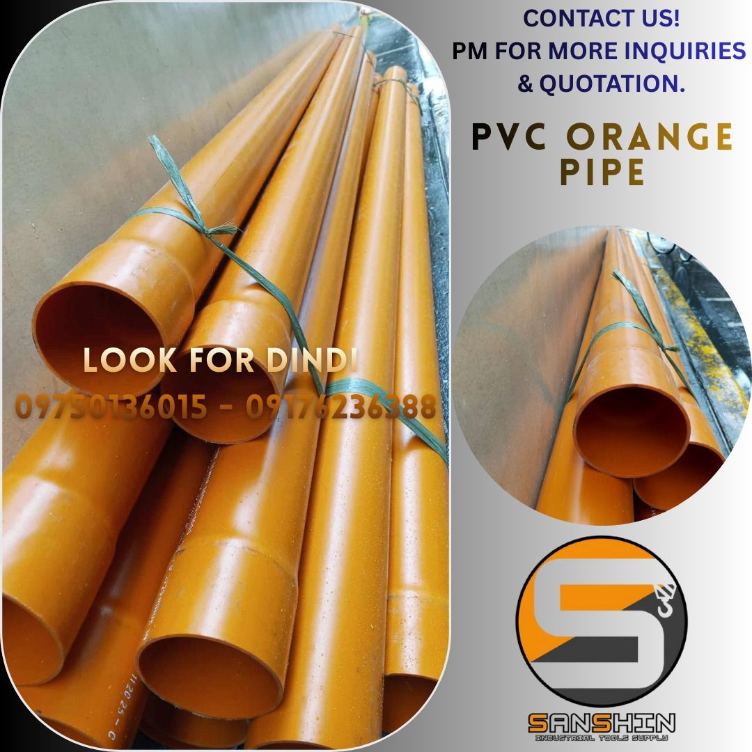Pvc orange pipe (Category: Construction & Building Materials) located in Manila. Submitted by dindz02 (Listing ID 1408771560, Image 1). Description: Sanshin Industrial Tools Supply 1577 Fugoso St., Sta Cruz, Manila Look for Dindi Item: Pvc orange pipe Size: 4” We offer a comprehensive range of Industrial, Machine, Construction, and Electrical products designed for reliability, safety, and high performance. Built to meet industry standards, our so
