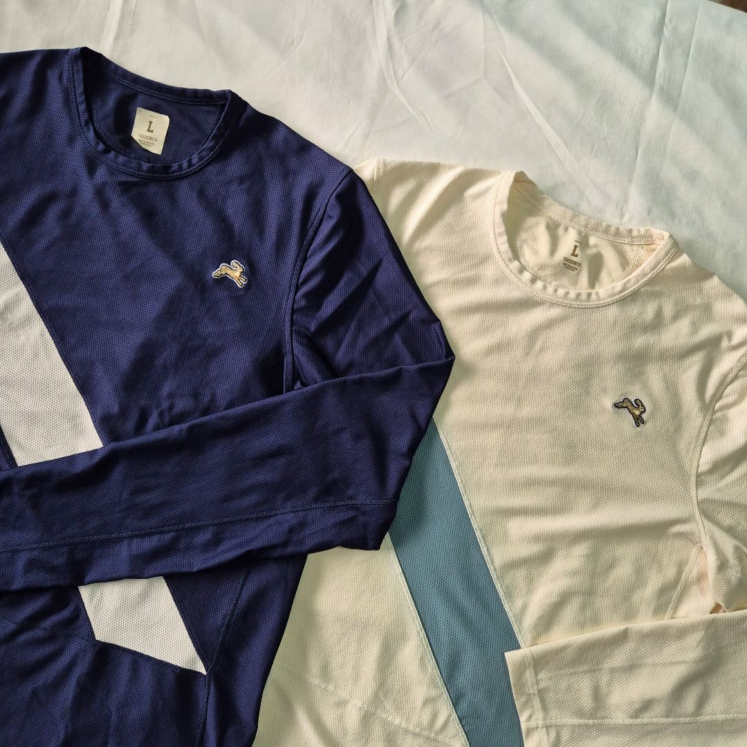 Tracksmith Van Cortlandt Long Sleeves Large (Category: Activewear) located in Makati City. Submitted by raceday.rdy (Listing ID 1408799616, Image 2). Description: Tracksmith's antimicrobial moisture wicking 2:09 mesh long sleeves with their signature sash Large, see measurements in the last 2 pics Color: Navy/Ivory and Ivory/Denim Blue Excellent used condition 5,900 each or 10,900 for both.