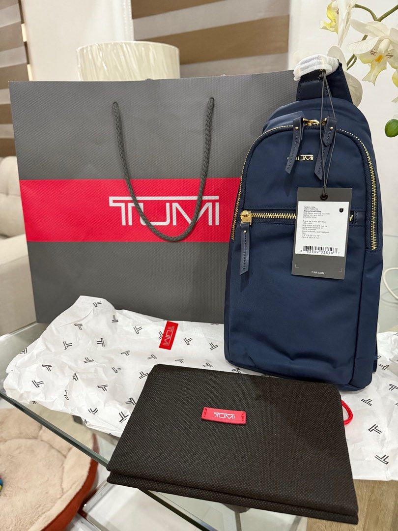 Tumi Ariana Sling (Category: Luxury Bags & Wallets) located in Dasmarinas. Submitted by mianed (Listing ID 1408728702, Image 1). Description: Tumi Ariana Sling Travel bag Like new and complete inclusion (gift cover and dust bag included) plus paper bag Bought in Thailand Guaranteed Authentic .