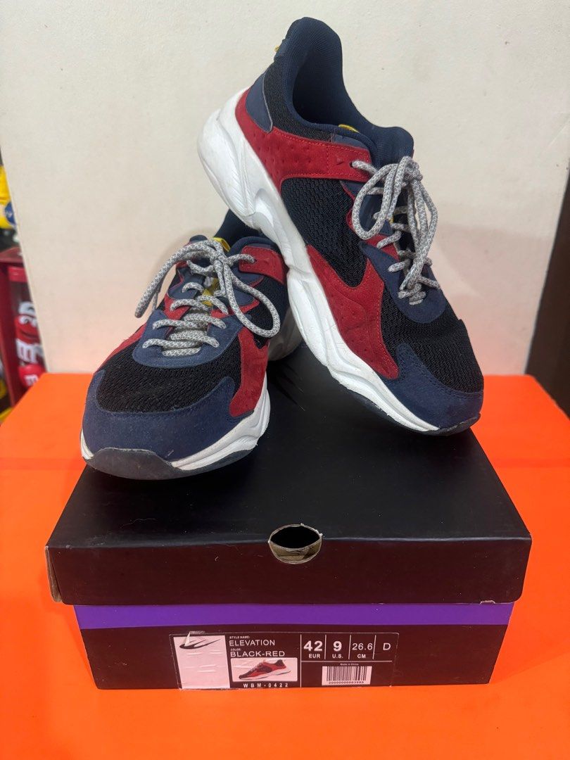 World Balance Elevation Black-Red Sneakers (Category: Sneakers) located in San Mateo. Submitted by mintandrelic (Listing ID 1408873025, Image 1). Description: 120 For Sale: World Balance Elevation Black-Red Sneakers Size 9US Men Well Used Price: 899 - 10 pcs per pack - On Hand ✅ Shipping via J&T or Lalamove only; shouldered by buyer ✅ Payment via Gcash only ✅ Make an offer so we can reserve it for 3 days ❌ No return / no exchange / no refund ❌ No