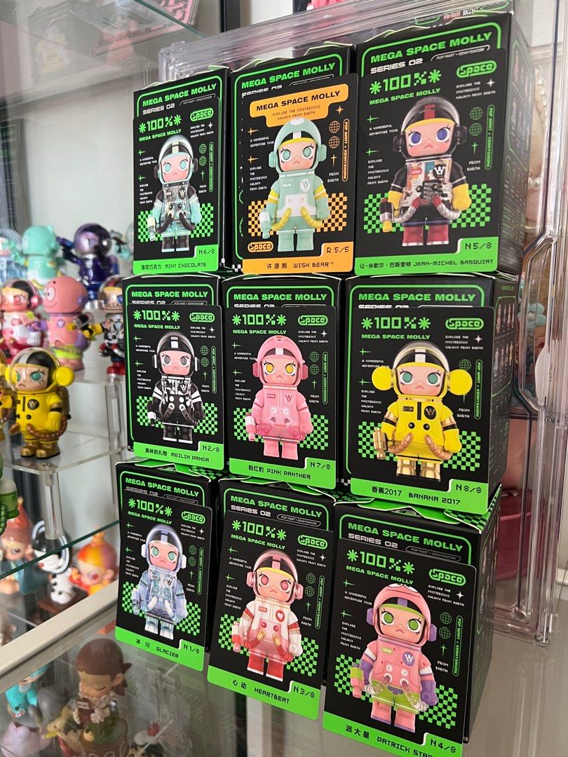 100% Mega Space Molly Series 2 (Category: Designer & Blind Box Toys) located in Pasay City. Submitted by chii.b (Listing ID 1350581518, Image 3). Description: 100% Mega Space Molly Series 2 (Opened/confirmed box but sealed foil) Wish Bear (Secret) - ₱1,500 (SOLD) Glacier - ₱900 (SOLD) Patrick Star - ₱700 Heartbeat - ₱700 Pink Panther - ₱700 Jean-Michael Basquiat - ₱700 (SOLD) Mint Chocolate - ₱700 Banana 2017 - ₱700.