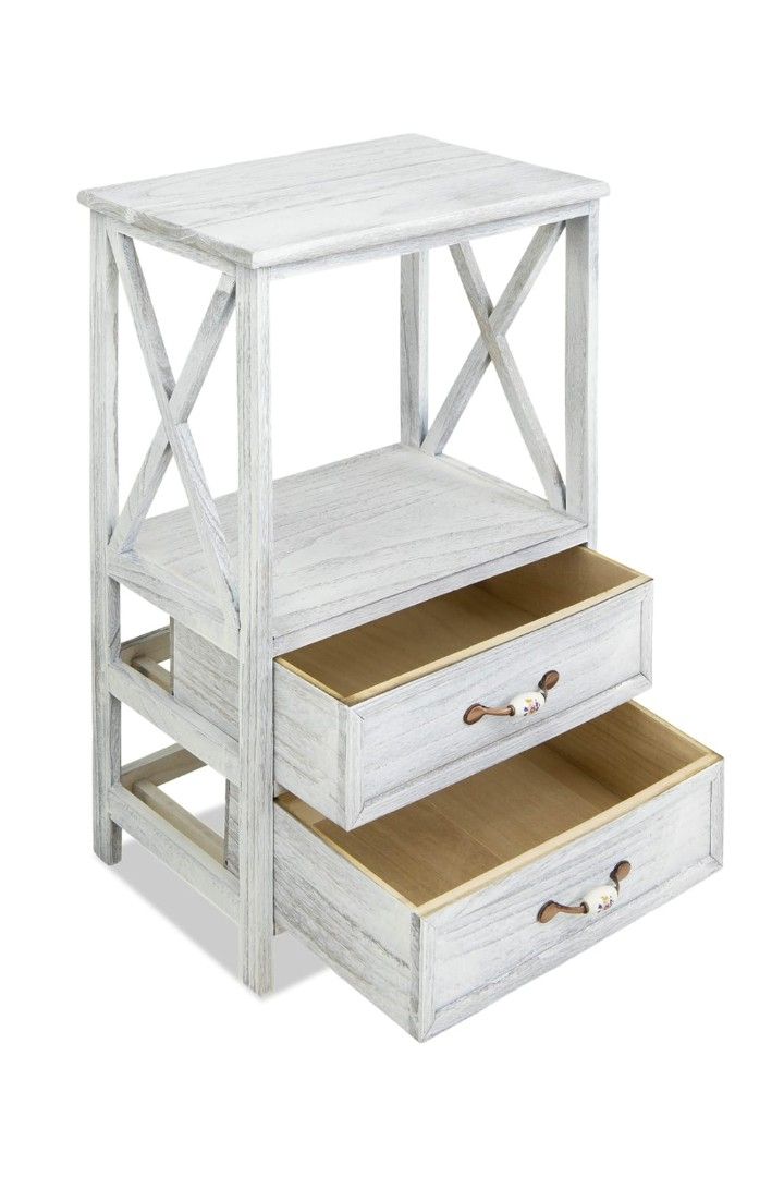 Bedside Table (Category: Shelves, Cabinets & Racks) located in Singapore. Submitted by jttcxm (Listing ID 1350546352, Image 2). Description: one for $50 two for $80 Material Hand-painted Solid Paulownia Wood. Non -Soft closing drawers. Polypropylene & plated steel door handle. Dimensions Height: 71cm Width: 47cm Depth: 32cm.