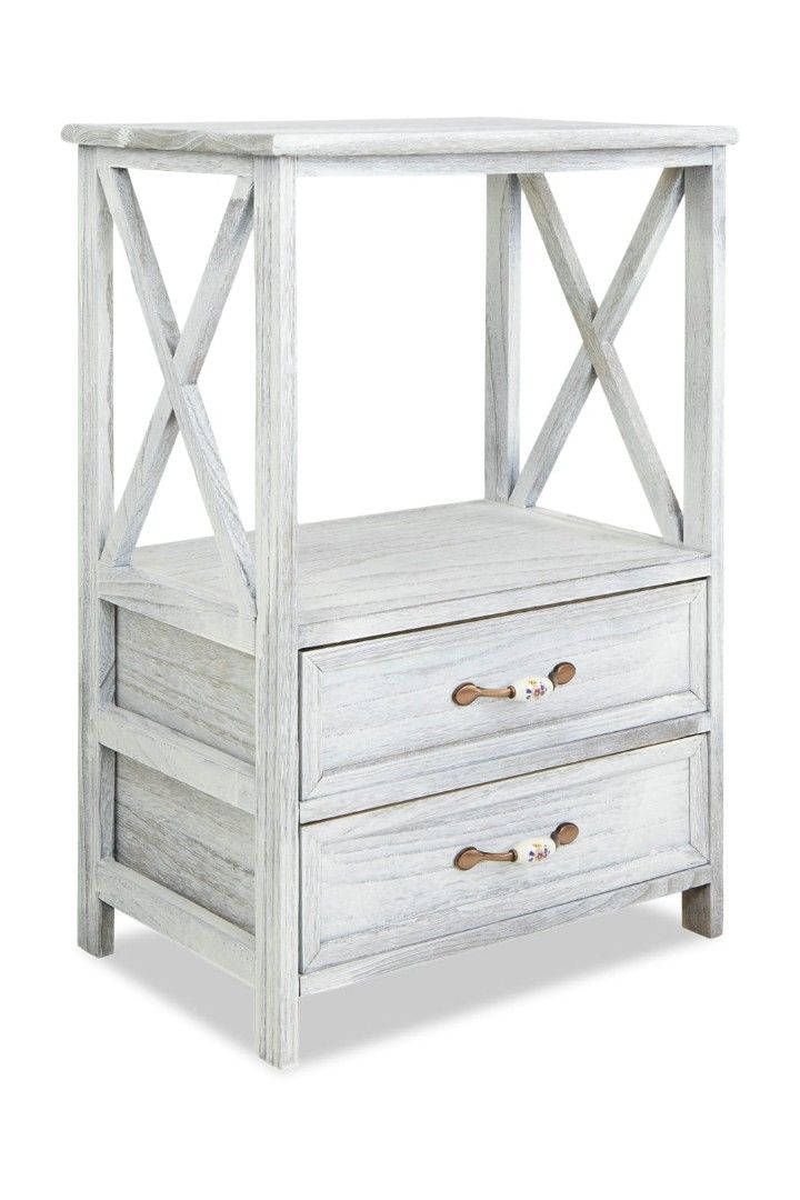 Bedside Table (Category: Shelves, Cabinets & Racks) located in Singapore. Submitted by jttcxm (Listing ID 1350546352, Image 1). Description: one for $50 two for $80 Material Hand-painted Solid Paulownia Wood. Non -Soft closing drawers. Polypropylene & plated steel door handle. Dimensions Height: 71cm Width: 47cm Depth: 32cm.