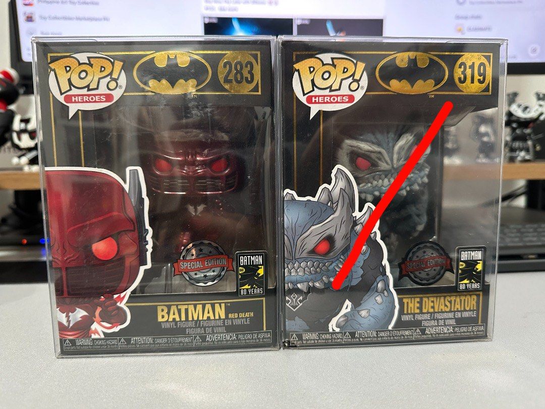 Batman Funko Pop - Red Death and The Devastator (Category: Figurines & Statues) located in Manila. Submitted by jeromeabra (Listing ID 1349581990, Image 1). Description: Red Death - 900 The Devastator - SOLD neg esp if buying multiple funkos Can do meetups in Pasig City.