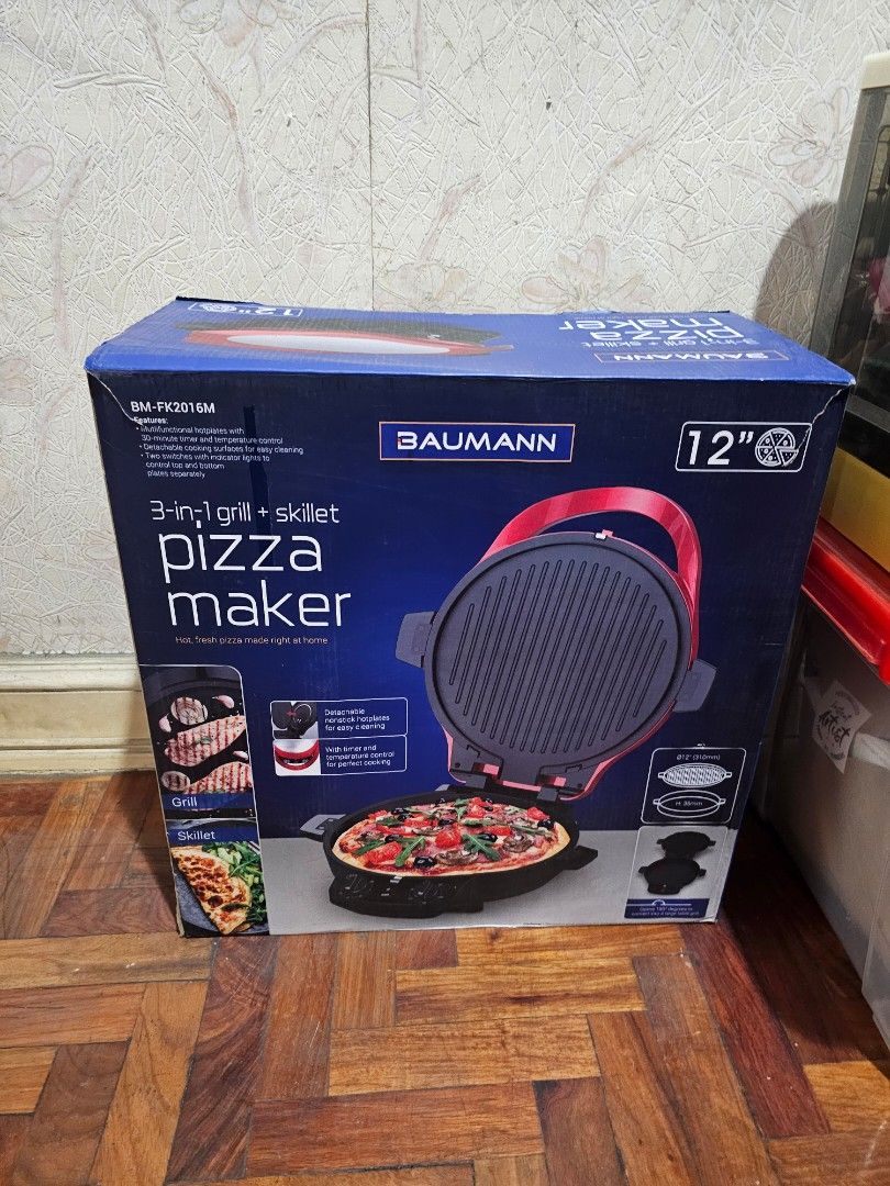 Baumann 3in1 grill + skillet pizza maker (Category: BBQ, Grills & Hotpots) located in Quezon City. Submitted by nicollen (Listing ID 1350570573, Image 2). Description: baumann 3in1 grill + skillset pizza maker brand new rfs: Got it as a gift, unused. Do not need it..