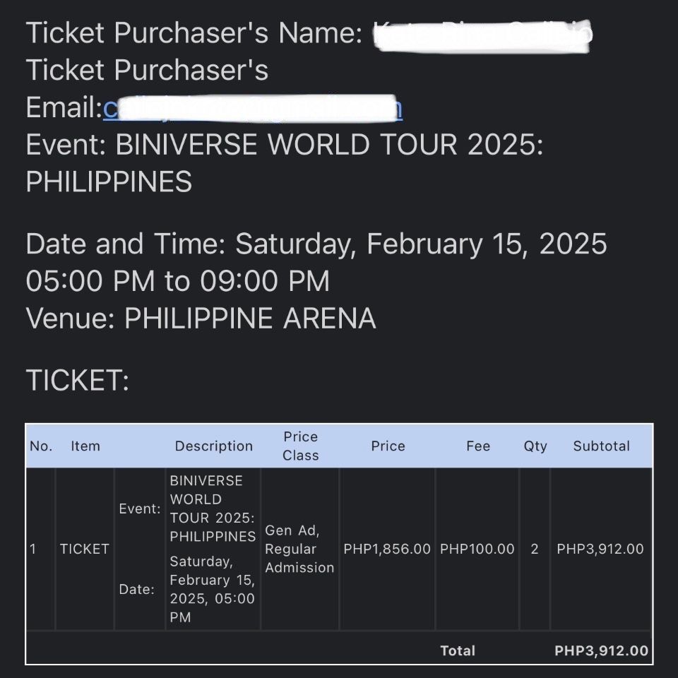 BINIVERSE WORLD TOUR TICKET (Category: Events Tickets) located in Santa Maria. Submitted by cjjoys (Listing ID 1350545736, Image 3). Description: Available: 2 GA - 2100 each 2 LBB regular - 7500 each. RFS: Di na makakapunta. .