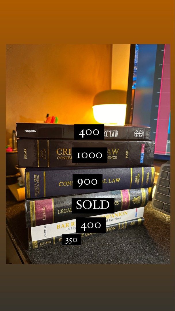 Law School Books (Category: Textbooks) located in Tarlac. Submitted by brearez0905 (Listing ID 1348756236, Image 1). Description: Price of each book is indicated in the image. In good condition. Meet up at Ubelt or UST Legal and Judicial Ethics - SOLD All others - AVAILABLE .