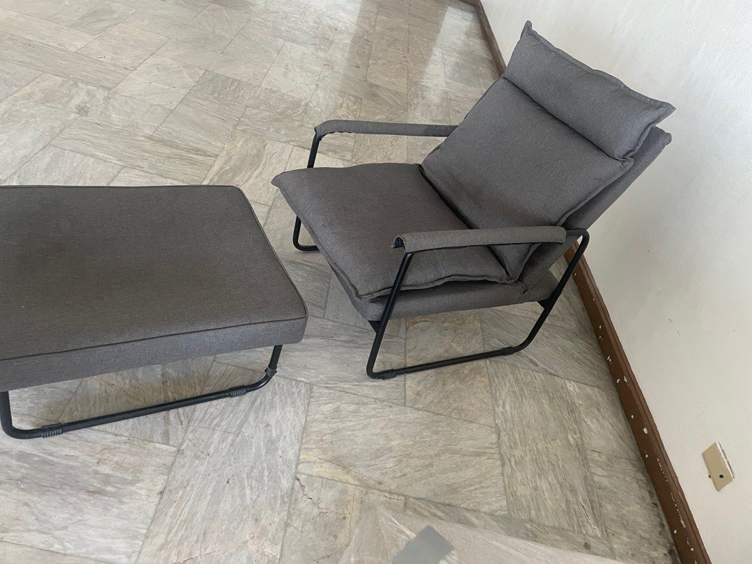 Lounge chair with foot rest (Category: Chairs) located in Pasay City. Submitted by noe710 (Listing ID 1350703809, Image 2). Description: Comfortable lounge chair with foot rest Bought at EDIA store Glorietta mall for 12k few years ago.