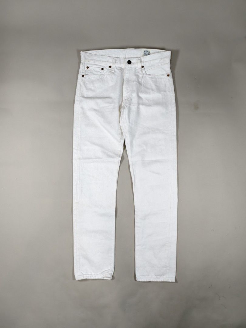 Orslow Lot 107 Ecru Denim Pants (Category: Jeans) located in Roxas City. Submitted by fadesandpatinas (Listing ID 1350648588, Image 1). Description: Orslow Lot 107 Ecru Denim Pants Tagged 2 Best fits 30" Measurements: Waist - 15" Rise - 10" Thighs - 10" Inseam - 28" Length - 38" Hem - 6.2" Inspired by a pair of vintage 505’s, the Ivy Denim has a nice mid-rise with a steady taper throughout to give you a clean looking slim fit reminiscent of the j
